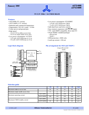 AS7C34098-20TI Datasheet PDF Alliance Semiconductor
