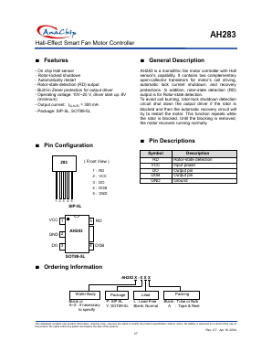 AH283U-YA Datasheet PDF Anachip Corporation