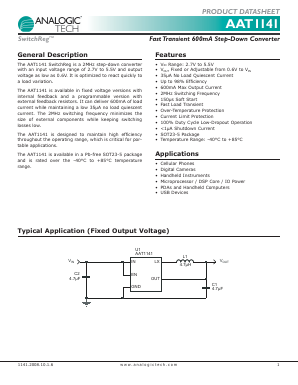 AAT1141IGV-1.0-T1 Datasheet PDF Advanced Analogic Technologies