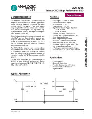 AAT3215IGV-27-T1 Datasheet PDF Analog Technology Inc