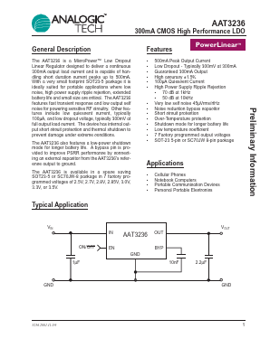 AAT3236IGV-2.7-T1 Datasheet PDF Analog Technology Inc