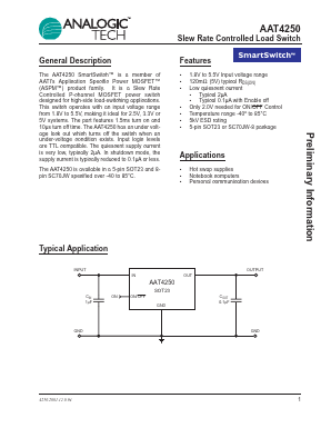 AAT4250IJS-T1 Datasheet PDF Analog Technology Inc