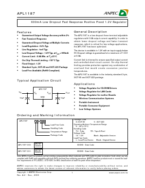 APL1187VE-TRL Datasheet PDF Anpec Electronics