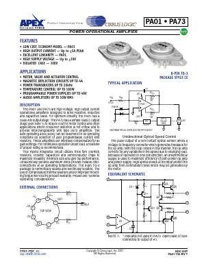 PA73 Datasheet PDF Apex Microtechnology