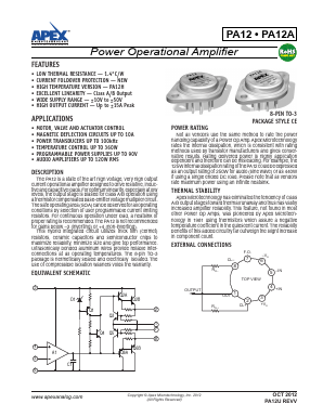 PA12 Datasheet PDF Apex Microtechnology