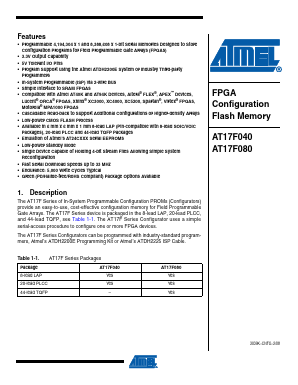 AT17F080 Datasheet PDF Atmel Corporation
