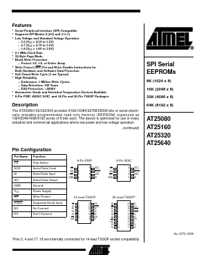 AT25160-10PI-1.8 Datasheet PDF Atmel Corporation