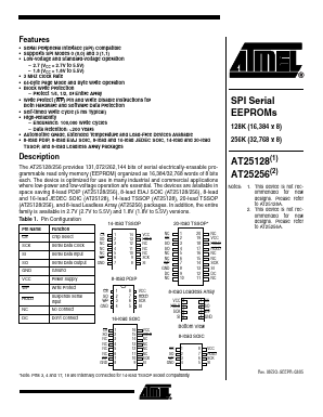 AT25128-10PI-2.7 Datasheet PDF Atmel Corporation