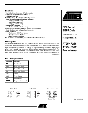 AT25HP256-10CC-1.8 Datasheet PDF Atmel Corporation