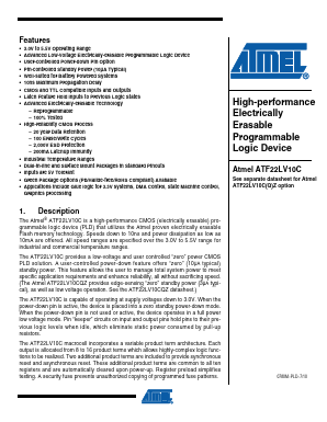 ATF22LV10C Datasheet PDF Atmel Corporation