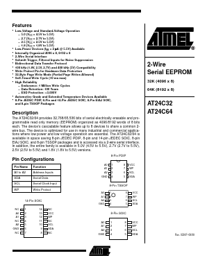 AT24C64W-10SI-2.5 Datasheet PDF Atmel Corporation