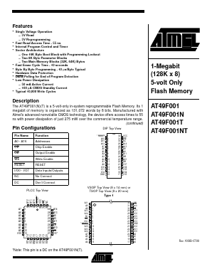 AT49F001N-90VC Datasheet PDF Atmel Corporation