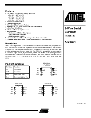 AT24C01-10PC-1.8 Datasheet PDF Atmel Corporation