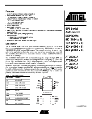 AT25080A-10PA-5.0C Datasheet PDF Atmel Corporation