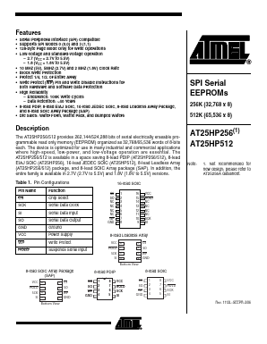 AT25HP256-W1.8-11 Datasheet PDF Atmel Corporation