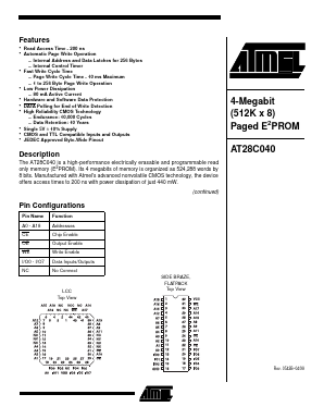AT28C040-20BI Datasheet PDF Atmel Corporation