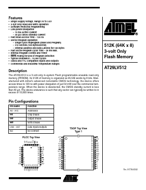 AT29LV512-12JC Datasheet PDF Atmel Corporation