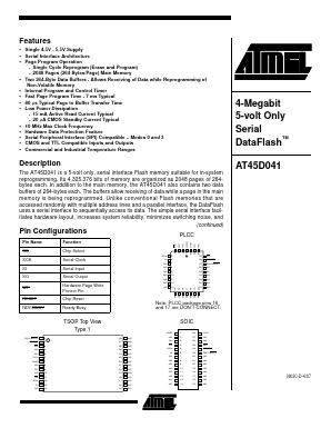 AT45D041-RI Datasheet PDF Atmel Corporation