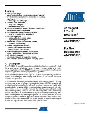 AT45DB321C-RC Datasheet PDF Atmel Corporation