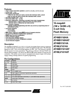 AT49LV1614A-70CI Datasheet PDF Atmel Corporation