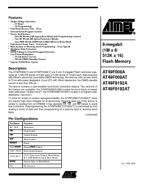 AT49F008A-70CC Datasheet PDF Atmel Corporation