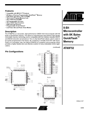 AT80F52-20PC Datasheet PDF Atmel Corporation
