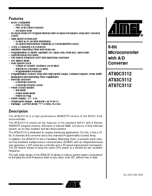 AT80C5112 Datasheet PDF Atmel Corporation