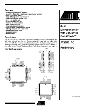 AT87F51RC-16PC Datasheet PDF Atmel Corporation