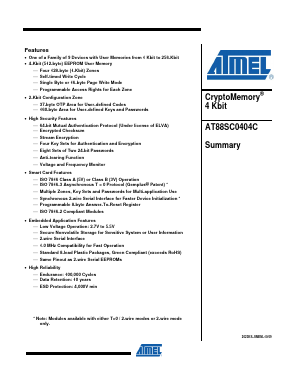 AT88SC0404C-MP Datasheet PDF Atmel Corporation