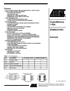 AT88SC0104C-Y4I Datasheet PDF Atmel Corporation