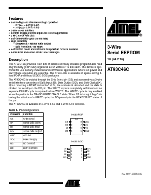AT93C46C-10SI-2.7 Datasheet PDF Atmel Corporation