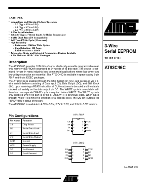 AT93C46C-10PI Datasheet PDF Atmel Corporation