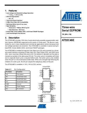 AT93C46E Datasheet PDF Atmel Corporation