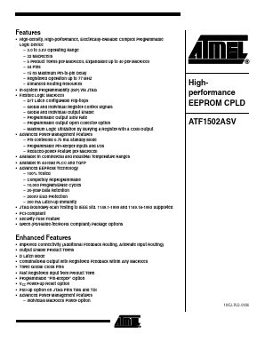 ATF1502ASV-15JU44 Datasheet PDF Atmel Corporation