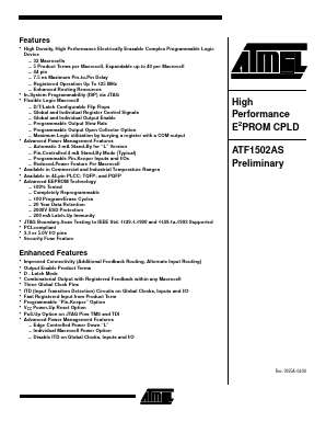 ATF1502AS-15QI44 Datasheet PDF Atmel Corporation