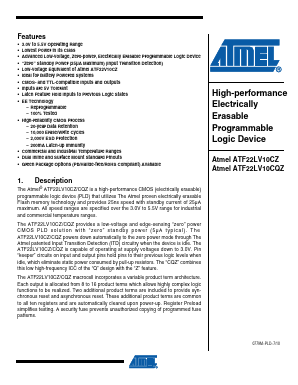ATF22LV10CQZ-30PC Datasheet PDF Atmel Corporation