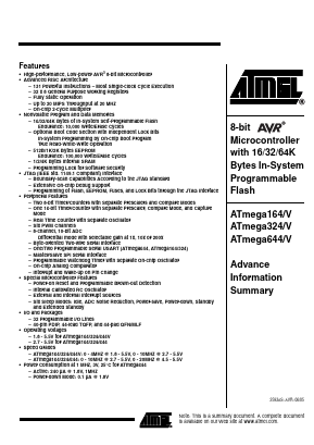 ATMEGA644V-10AU Datasheet PDF Atmel Corporation