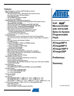 ATMEGA168P-20AU Datasheet PDF Atmel Corporation