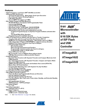 ATMEGA8U2-AU Datasheet PDF Atmel Corporation
