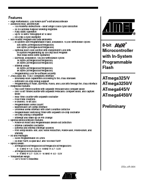 ATMEGA645V-8AJ Datasheet PDF Atmel Corporation
