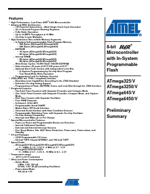 ATMEGA645/V Datasheet PDF Atmel Corporation