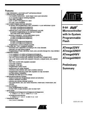 ATMEGA329V-16AI Datasheet PDF Atmel Corporation