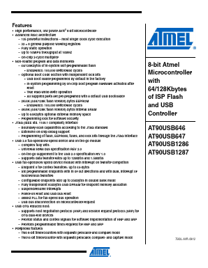 AT90USB1287-AU Datasheet PDF Atmel Corporation