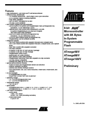 ATMEGA88-20AJ Datasheet PDF Atmel Corporation