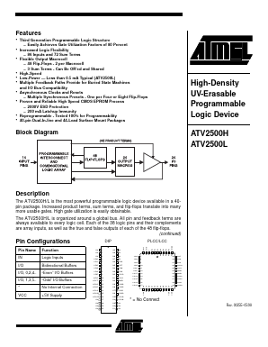 ATV2500L-35JC Datasheet PDF Atmel Corporation