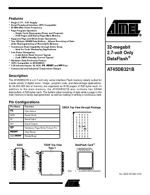 AT45DB321B-RI Datasheet PDF Atmel Corporation