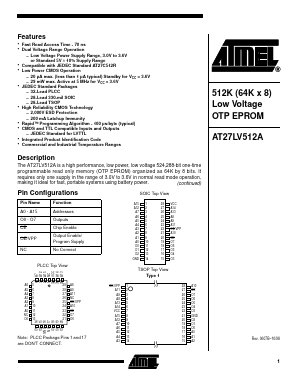 AT27LV512A-12JC Datasheet PDF Atmel Corporation