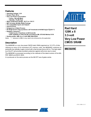5962R0250101VXC Datasheet PDF Atmel Corporation
