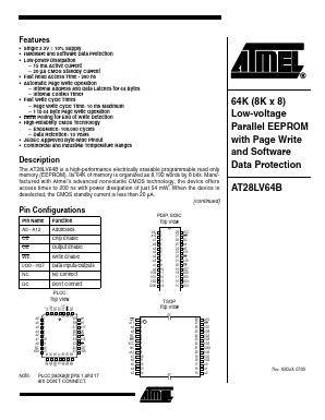 AT28LV64B-25SC Datasheet PDF Atmel Corporation