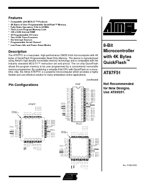 AT87F51-24JI Datasheet PDF Atmel Corporation